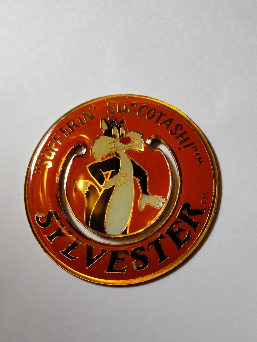 Sylvester Metal And Enamel Bookmark Looney Tunes Vintage 1991
